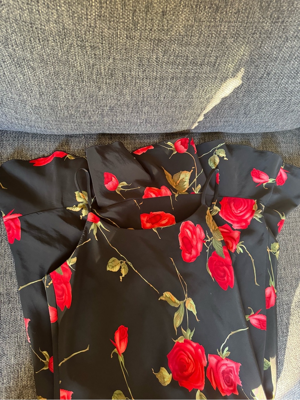 Y2K Jessica Black Floral Slip Dress with Red Rose Print - Picture 4 of 6